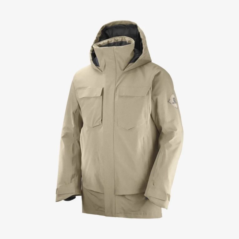 Chaquetas De Esquí Salomon Stance Cargo Insulated Encapuchado Hombre Beige | MX YDCQ845